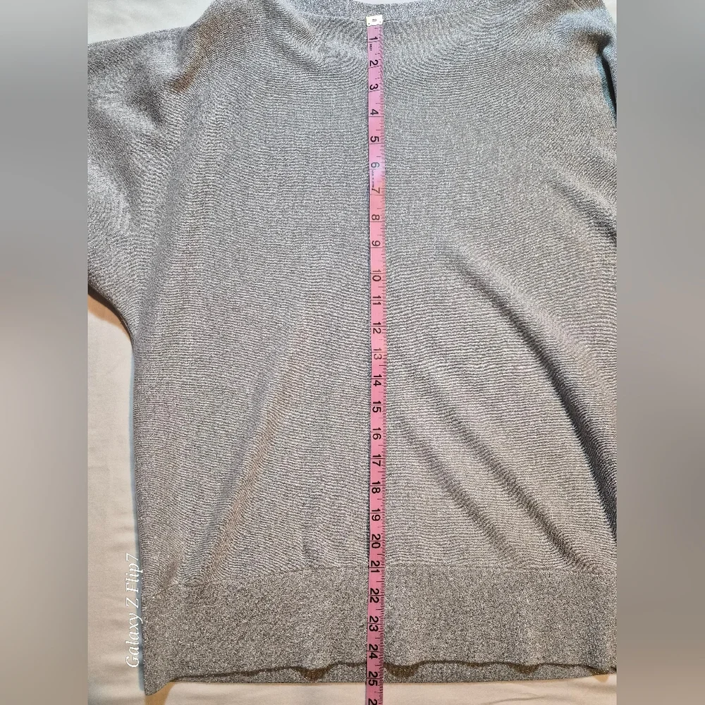 Talbots Petite Silver Metallic Shimmer Knit Top - Size XLP - Picture 7 of 9